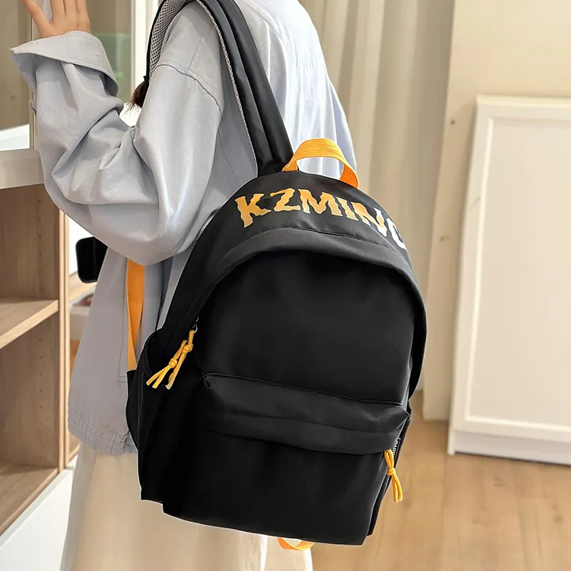 URBAN FOREST Nylon Backpack Unisex Black/Red/Yellow/Navy Blue-2