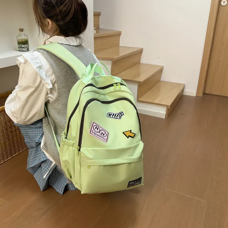 URBAN FOREST Nylon Backpack Unisex White/Black/Yellow/Green-22