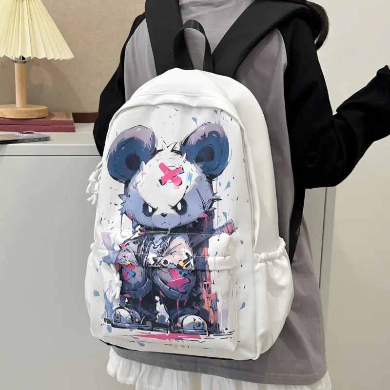 URBAN FOREST Nylon Backpack Unisex Black/White-2