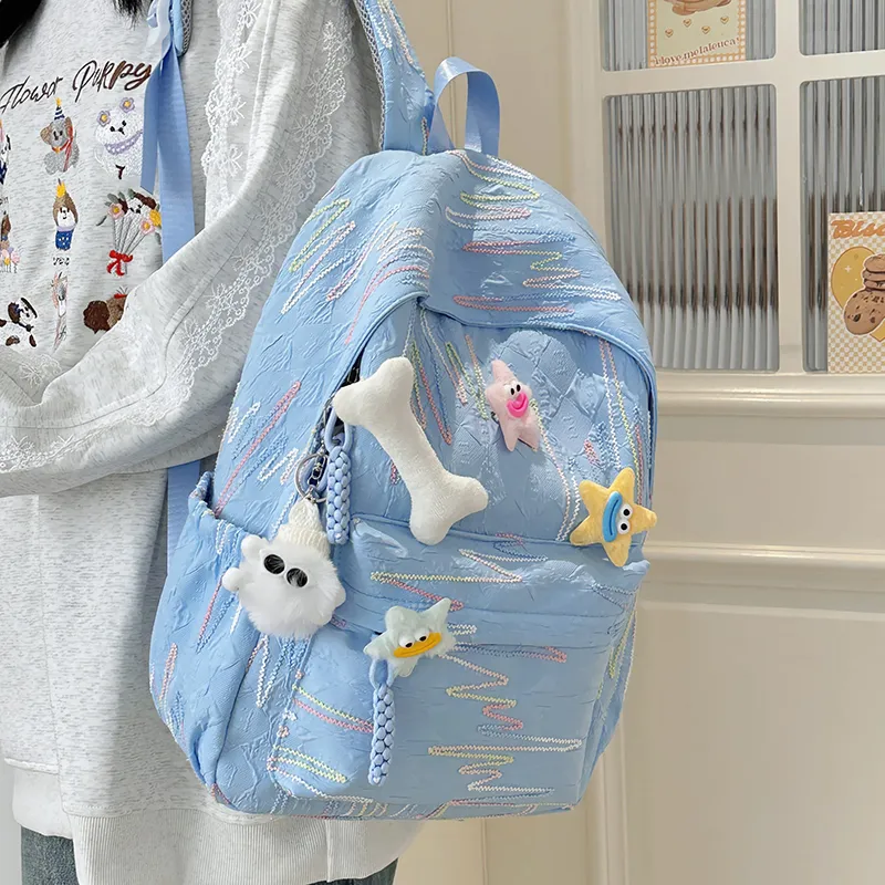 URBAN FOREST Nylon Backpack Women's Blue/Yellow/Pink/Black/White-4