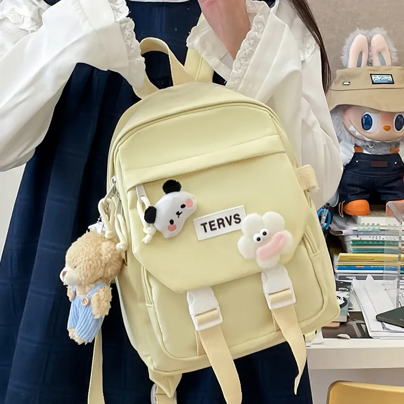 URBAN FOREST Nylon Backpack Unisex White/Black/Yellow/Green/Blue/Pink-16