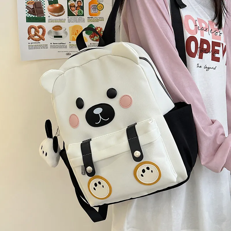 URBAN FOREST Nylon Backpack Women's White/Black/Brown-3
