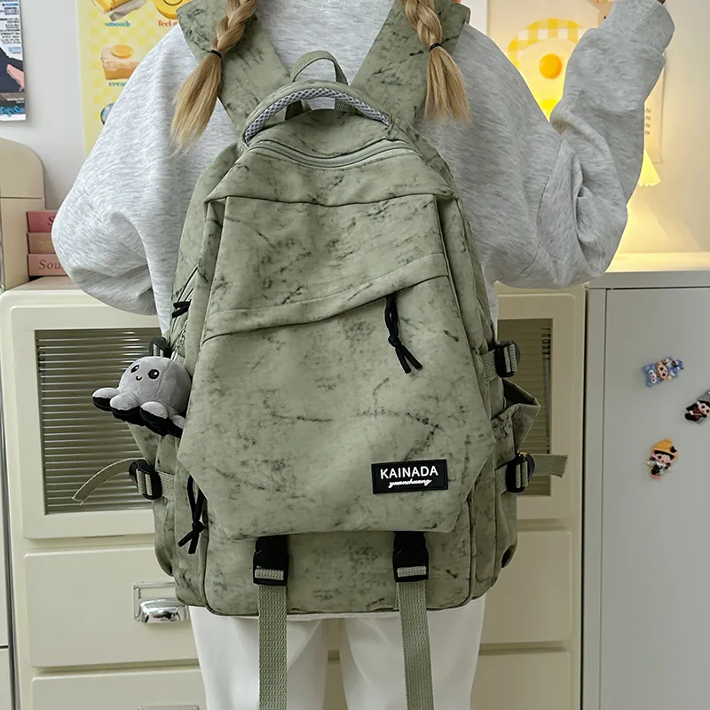 URBAN FOREST Nylon Backpack Unisex Ecru/Black/Burgundy/Green-20