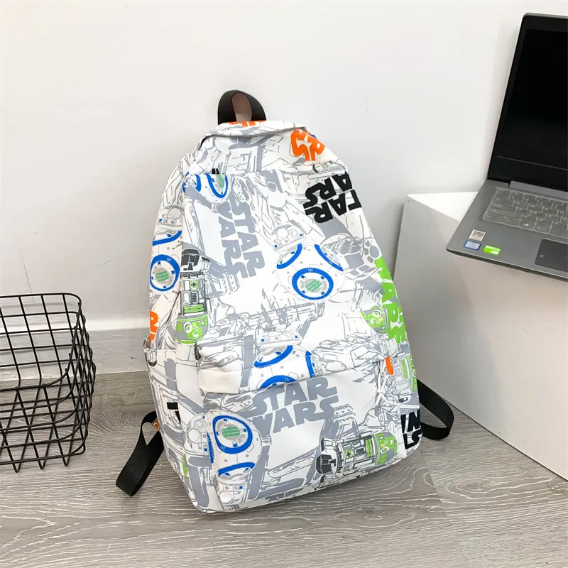 URBAN FOREST Nylon Fabric Backpack Unisex Black/Orange Red/Blue-16