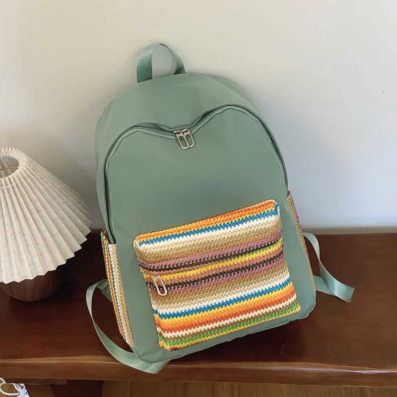 URBAN FOREST Oxford Backpack Regular Unisex Ecru/Black/Green/Pink-17