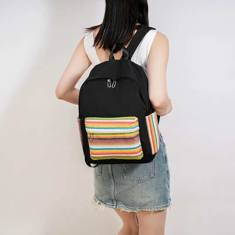 URBAN FOREST Oxford Backpack Regular Unisex Ecru/Black/Green/Pink-9