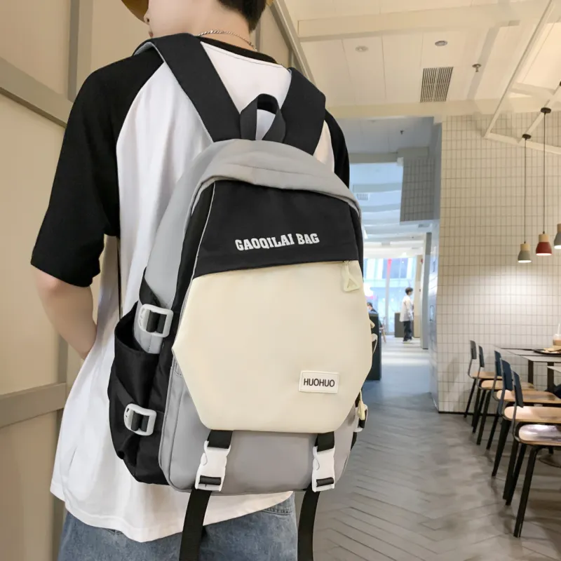 URBAN FOREST Nylon Backpack Unisex Burgundy/Pink/Khaki/Black-22