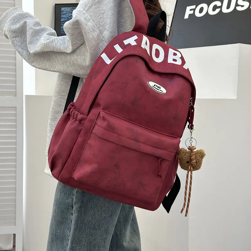 URBAN FOREST Nylon Backpack Unisex White/Black/Burgundy/Green-12