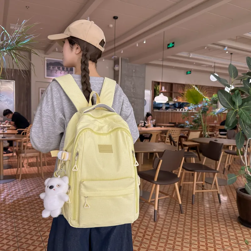 URBAN FOREST Nylon Backpack Unisex Ecru/Black/Pink/Light Purple/Yellow/Light Blue-24