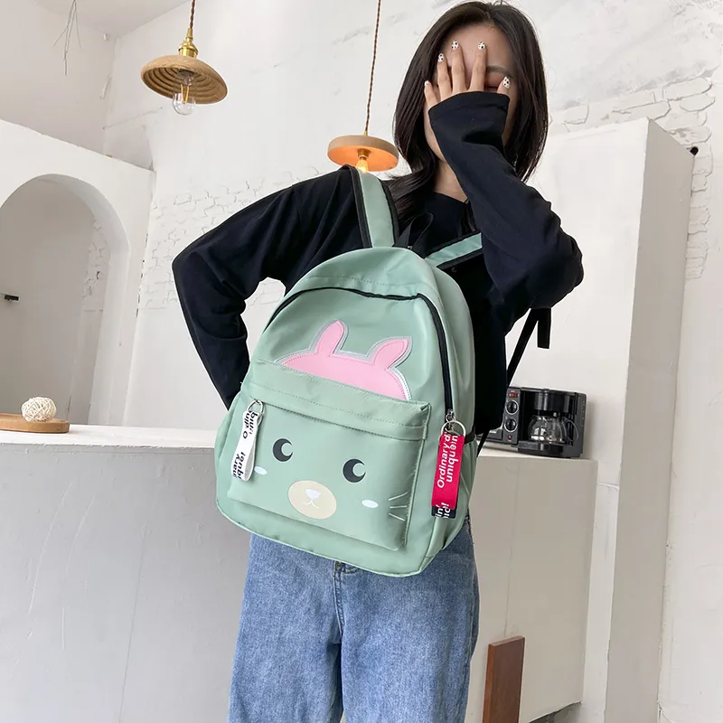 URBAN FOREST Nylon Backpack Regular Unisex Black/Pink/Watermelon Red/Green-16