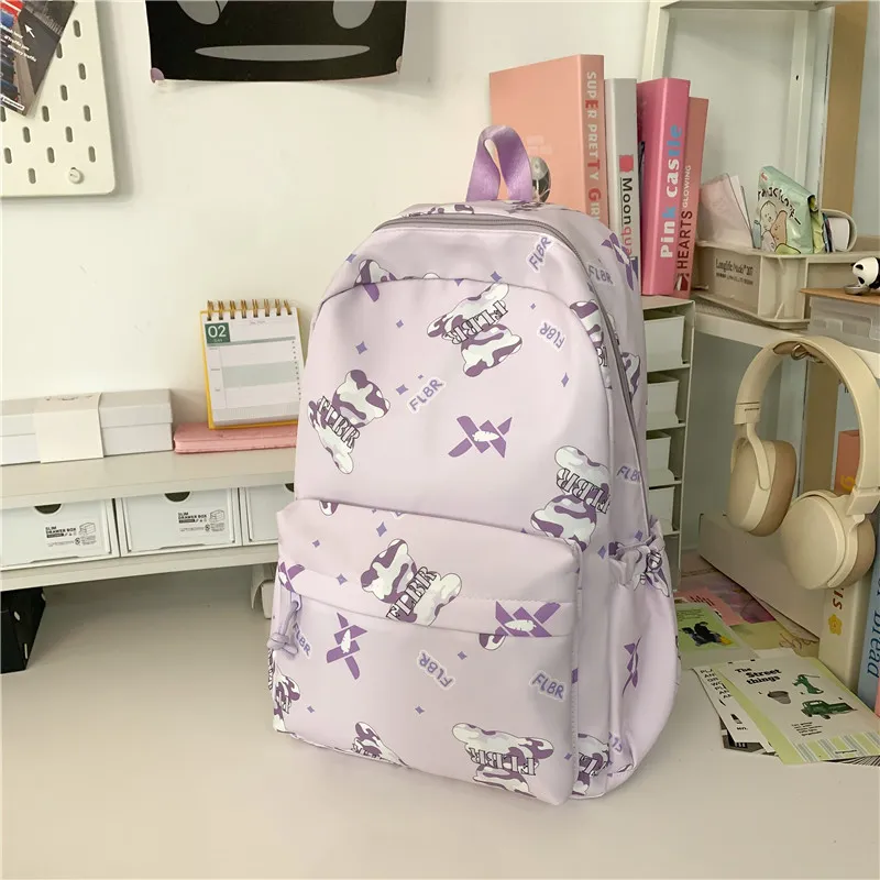 URBAN FOREST Nylon Backpack Unisex White/Color/Black Purple/Green/Lazy/Cover-15