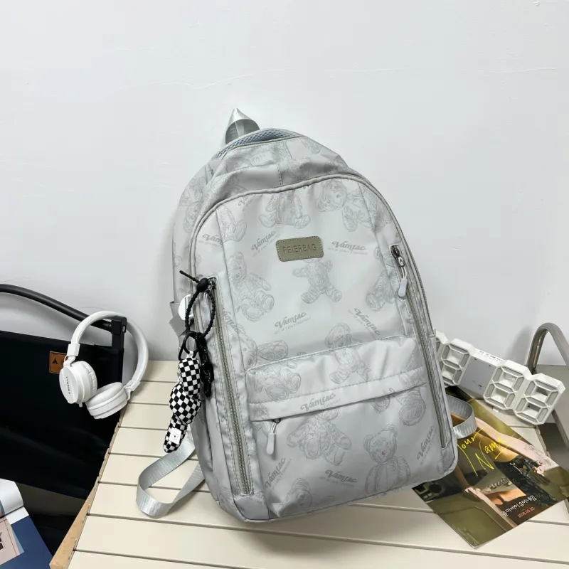 URBAN FOREST Composite Cloth Backpack Unisex White/Gray/Black/Green-6