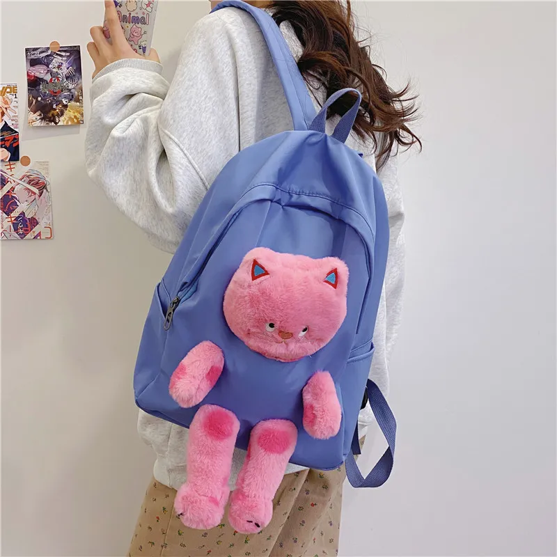 URBAN FOREST Nylon Backpack Women's White/Black/Khaki/Green/Blue/Pink-18