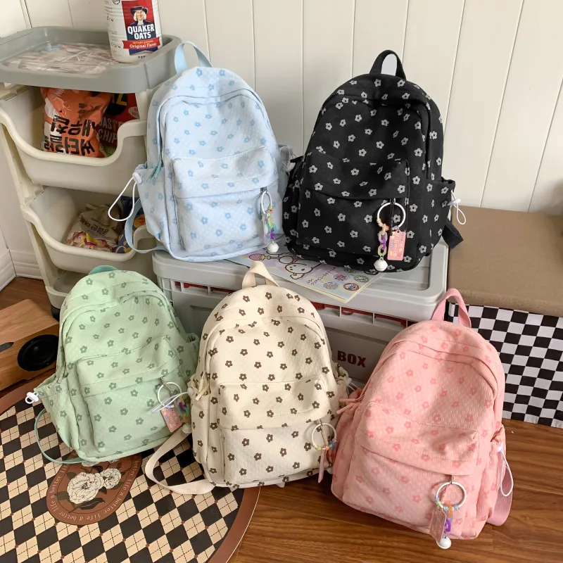 URBAN FOREST Nylon Backpack Unisex Pink/Black/Green/Blue/White-9
