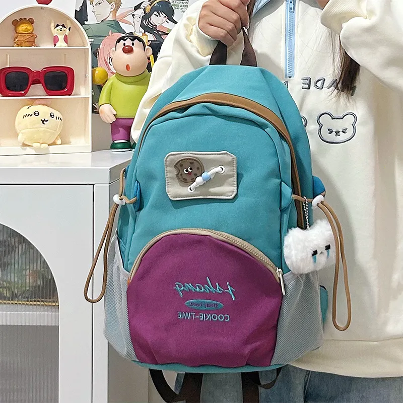 URBAN FOREST Nylon Backpack Large Size Unisex Blue/Pink/Black/White-1