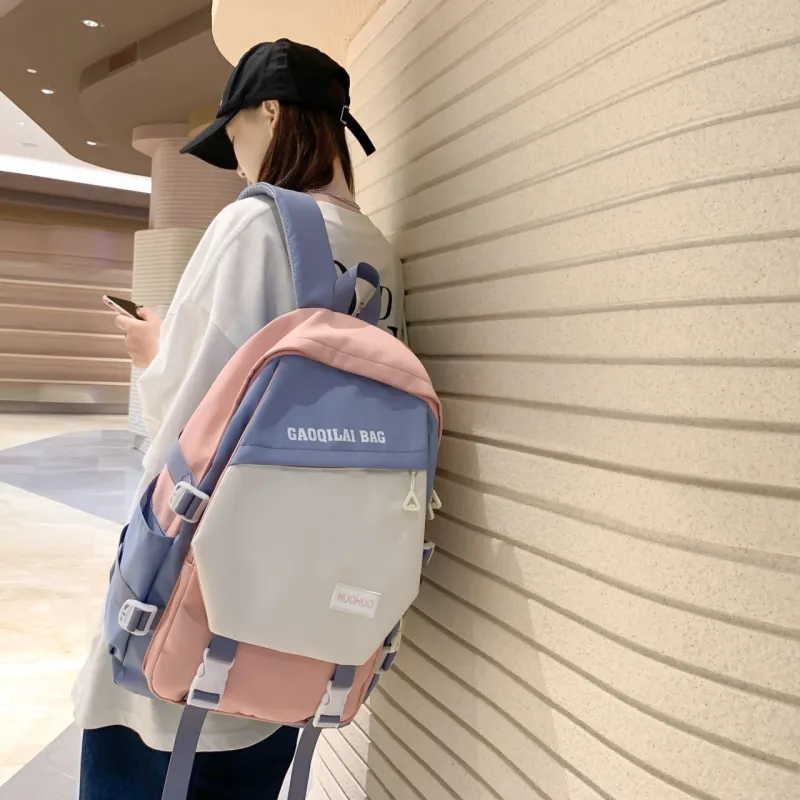 URBAN FOREST Nylon Backpack Unisex Burgundy/Pink/Khaki/Black-10