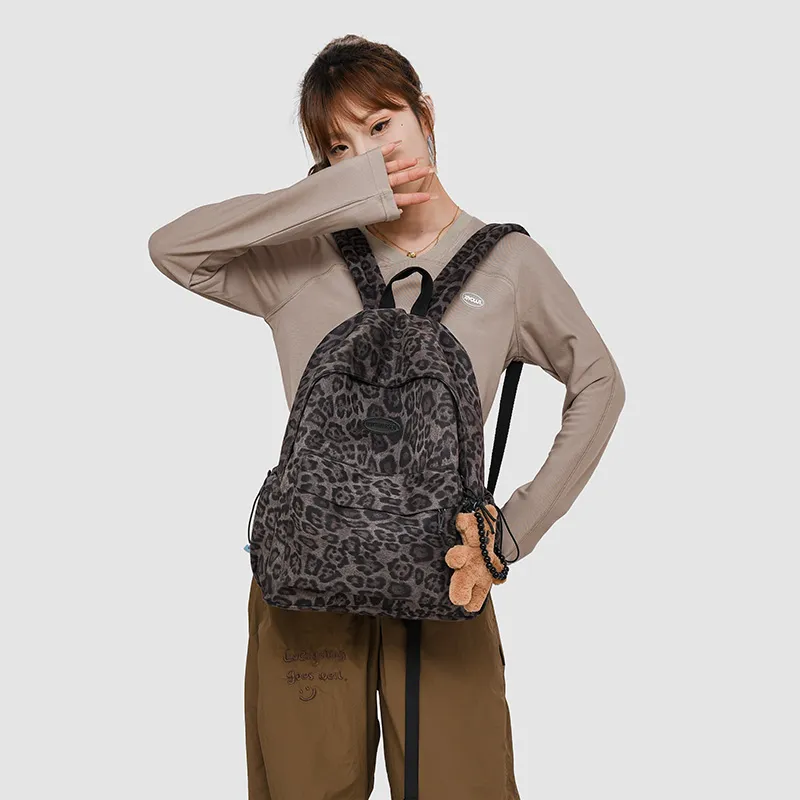 URBAN FOREST Oxford Backpack Unisex Purple/Orange/Dark Brown-4