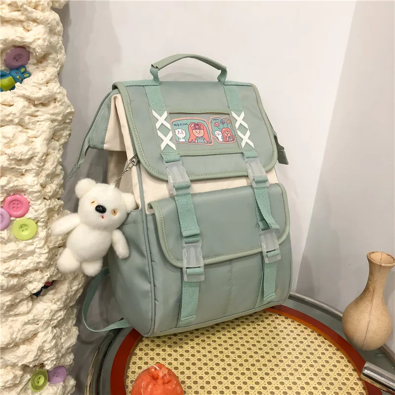 URBAN FOREST Nylon Backpack Regular Women's Black/Violet/Khaki/Light Green/Sky Blue-4