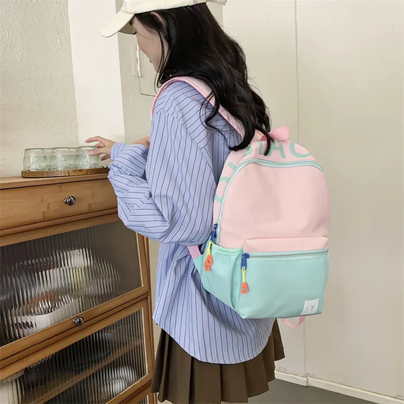 URBAN FOREST Nylon Backpack Unisex Pink & Purple/Pink & Green/Green & Yellow/Blue & Yellow-6