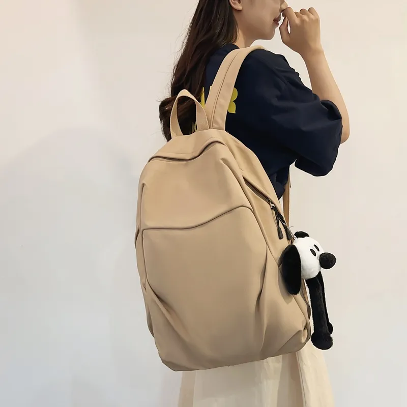 URBAN FOREST Nylon Backpack Unisex White/Gray/Black/Khaki/Green-15