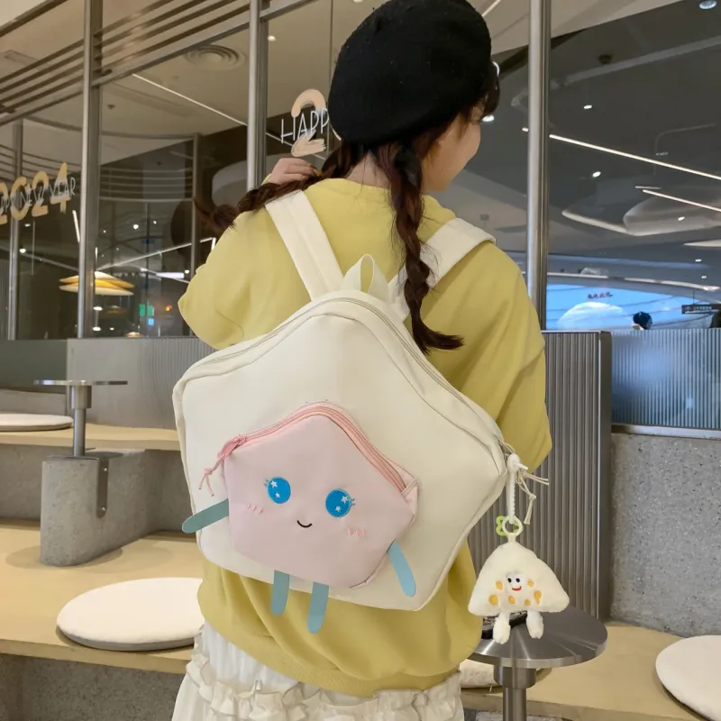 URBAN FOREST Nylon Backpack Unisex Pink/Yellow/White-14