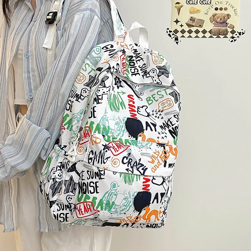 URBAN FOREST Polyester Backpack Regular Unisex White/Gray/Black/Blue-5