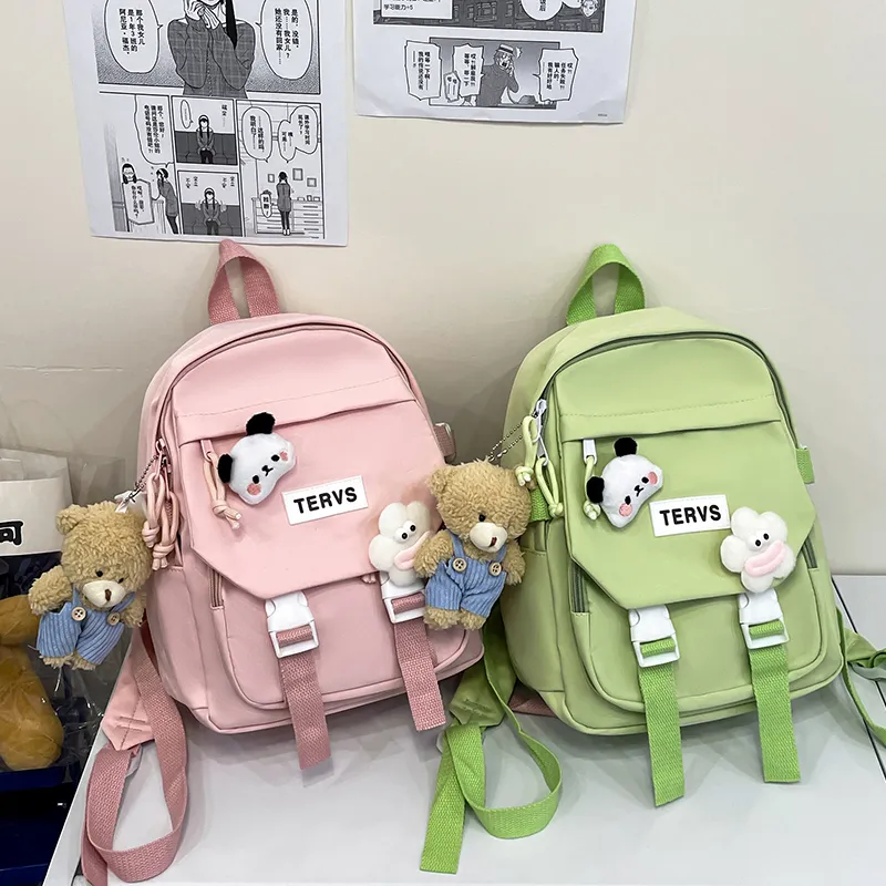 URBAN FOREST Nylon Backpack Unisex White/Black/Yellow/Green/Blue/Pink-21
