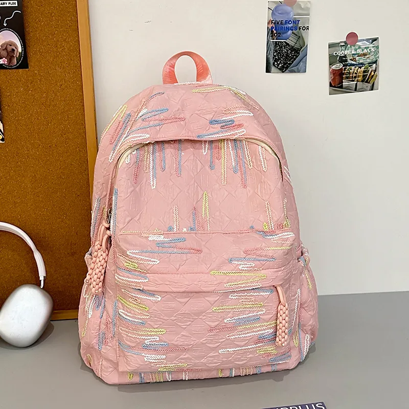 URBAN FOREST Nylon Backpack Regular Unisex Ecru/Black/Violet/Pink-13