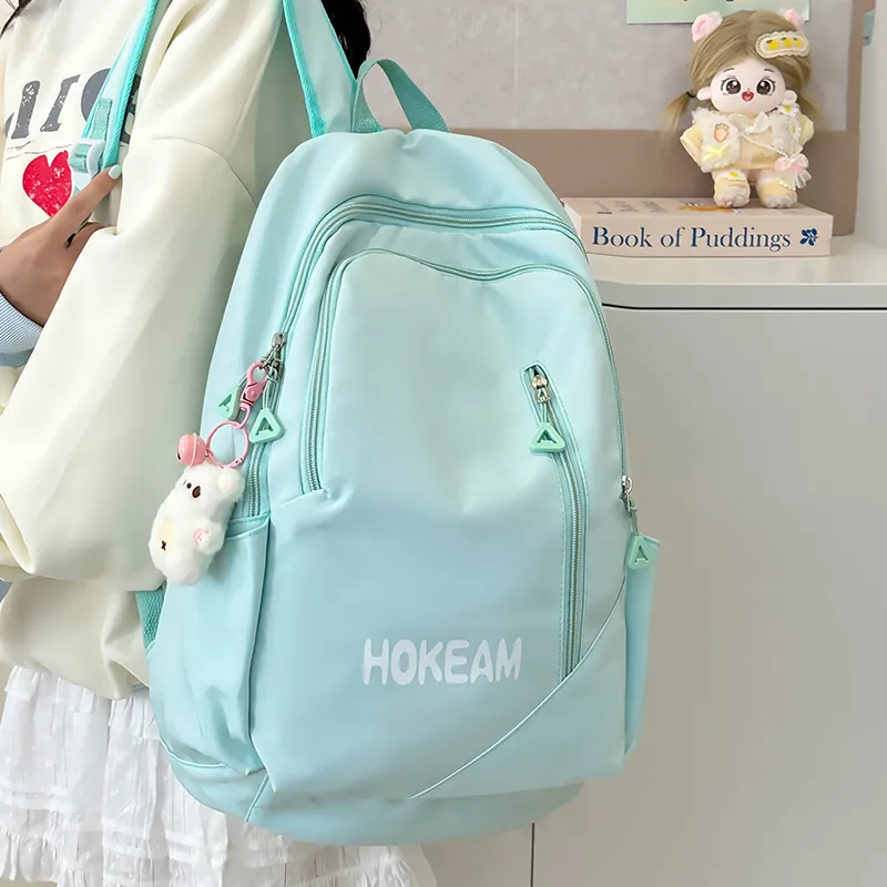 URBAN FOREST Nylon Backpack Unisex Light Green/Pink/Yellow/Black/White-4