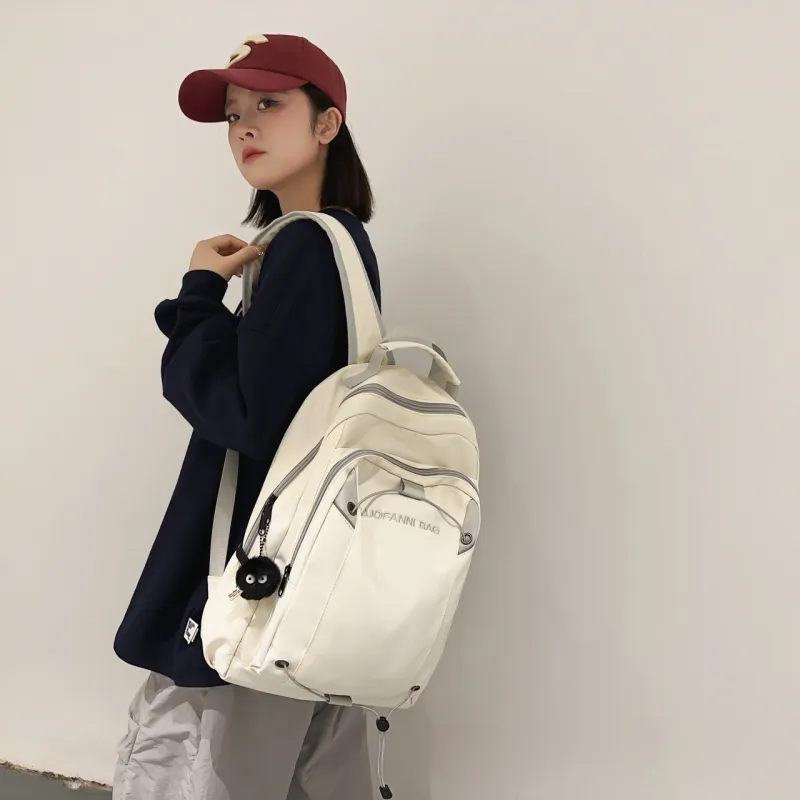 URBAN FOREST Nylon Backpack Unisex Ecru/Black/Khaki/Blue-2