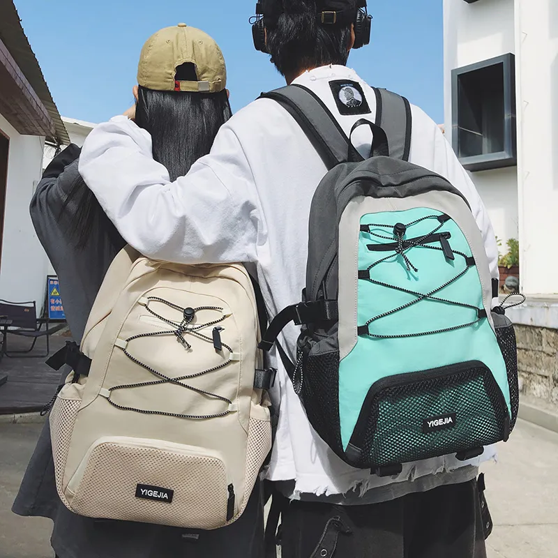 URBAN FOREST Nylon Backpack Unisex Light Green/Violet/Black/Ecru-18