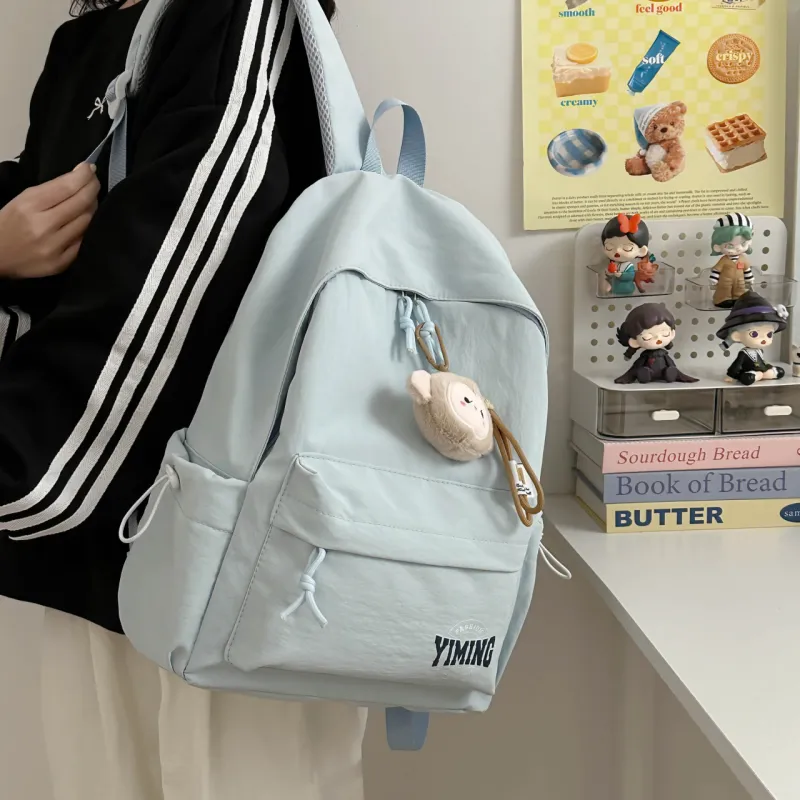 URBAN FOREST Nylon Backpack Unisex Pink/Light Blue/Burgundy/Black/White-7