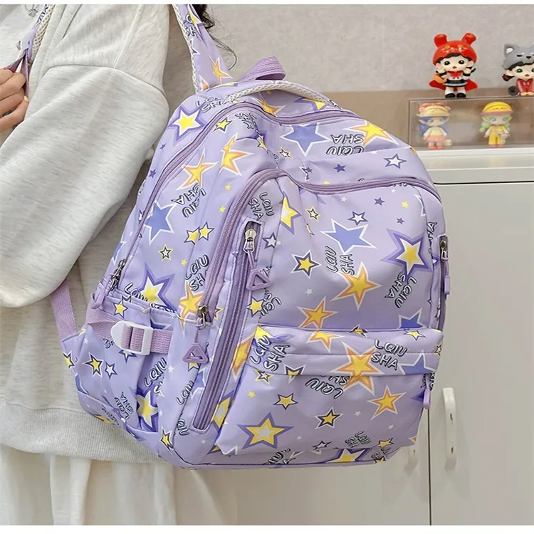 URBAN FOREST Polyester Backpack Unisex Purple/White/Black/Green/Blue/Pink-5