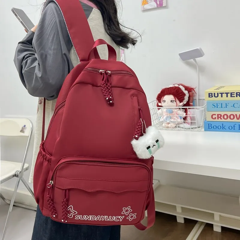 URBAN FOREST Composite Cloth Backpack Unisex Red/Yellow/Green/Blue/Pink/Black-4