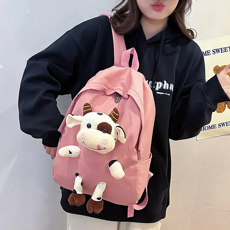 URBAN FOREST Nylon Backpack Unisex Blue/Pink/Black/White/Cow Color-9