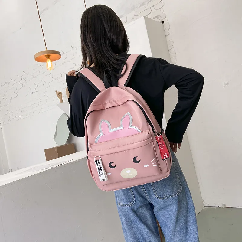 URBAN FOREST Nylon Backpack Regular Unisex Black/Pink/Watermelon Red/Green-8