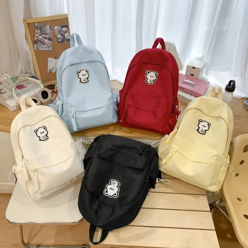 URBAN FOREST Nylon Backpack Unisex Red/Yellow/Blue/Black/White-5