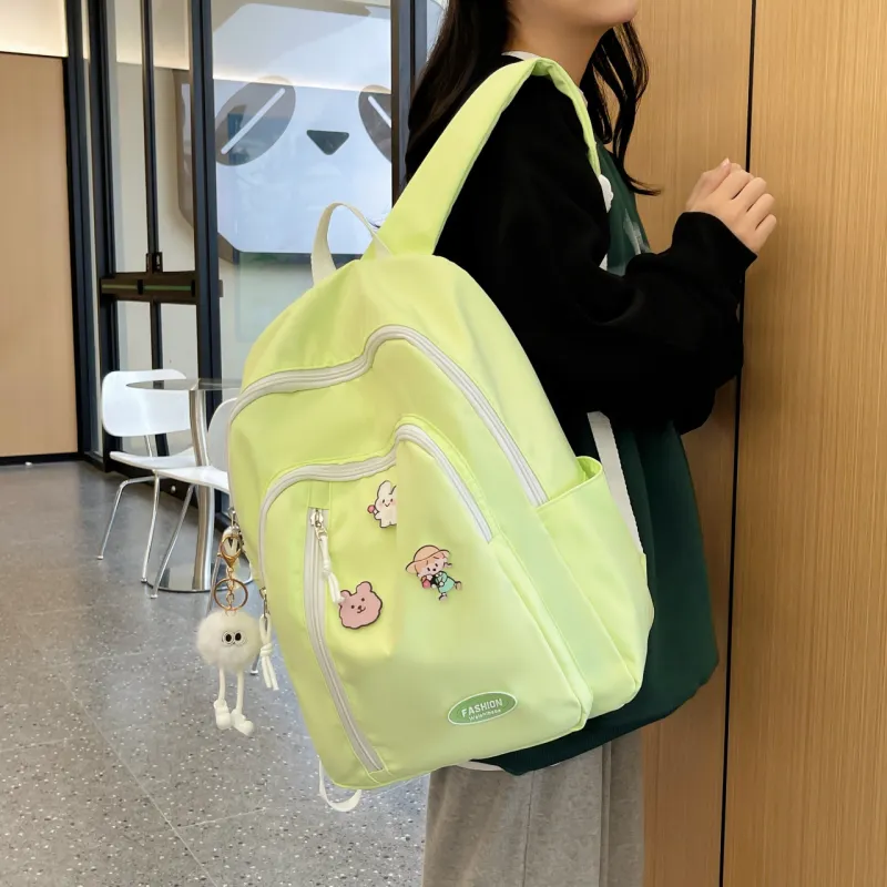 URBAN FOREST Nylon Backpack Unisex Light Yellow/Light Green/Ivory/Black-11
