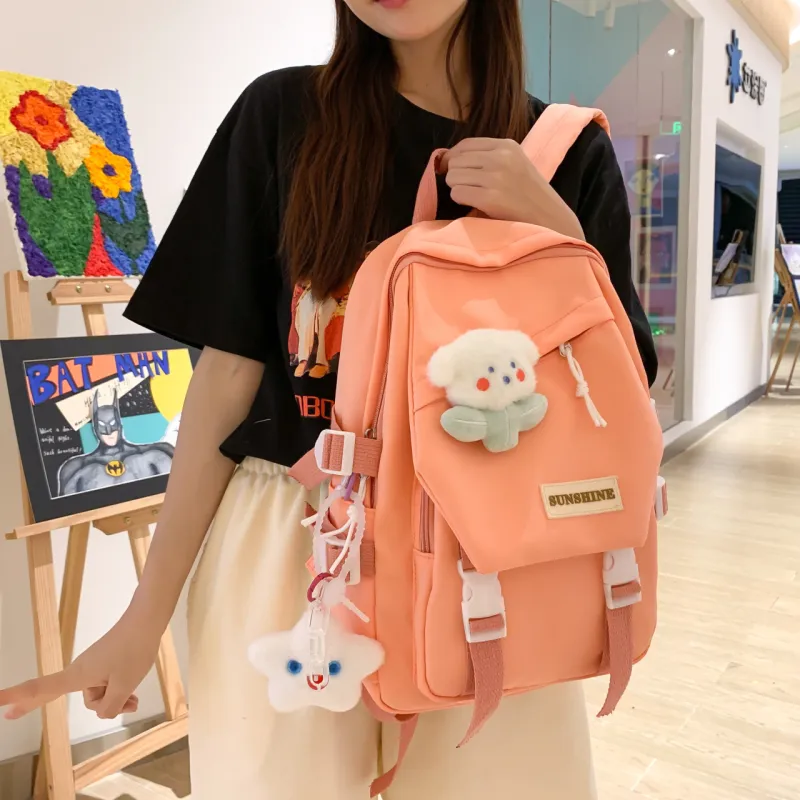 URBAN FOREST Nylon Backpack Unisex Green/Blue/Orange/Black/White-12