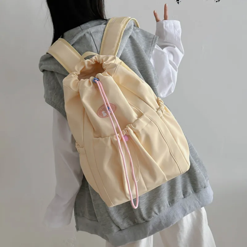 URBAN FOREST Nylon Backpack Unisex Ecru/Black/Yellow/Light Green/Pink-11