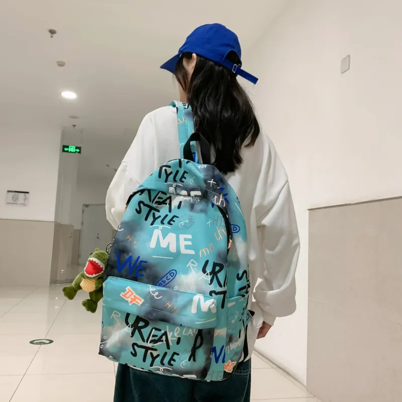 URBAN FOREST Nylon Backpack Unisex Blue/Green/Gray/White-11