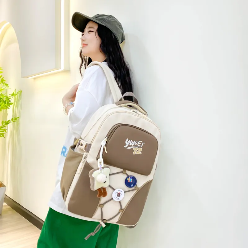 URBAN FOREST Nylon Backpack Women's Yellow/Green/Brown/Black-16