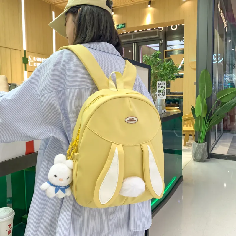 URBAN FOREST Nylon Backpack Unisex White/Black/Pink/Yellow/Blue-23