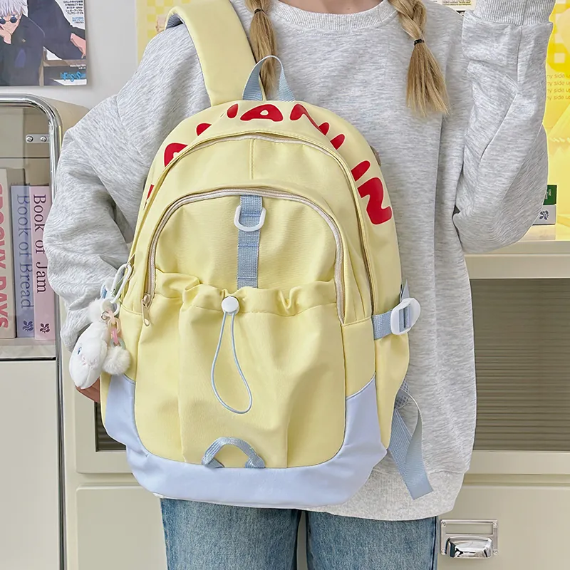 URBAN FOREST Nylon Backpack Unisex Yellow/Blue/Pink/Black/White-12