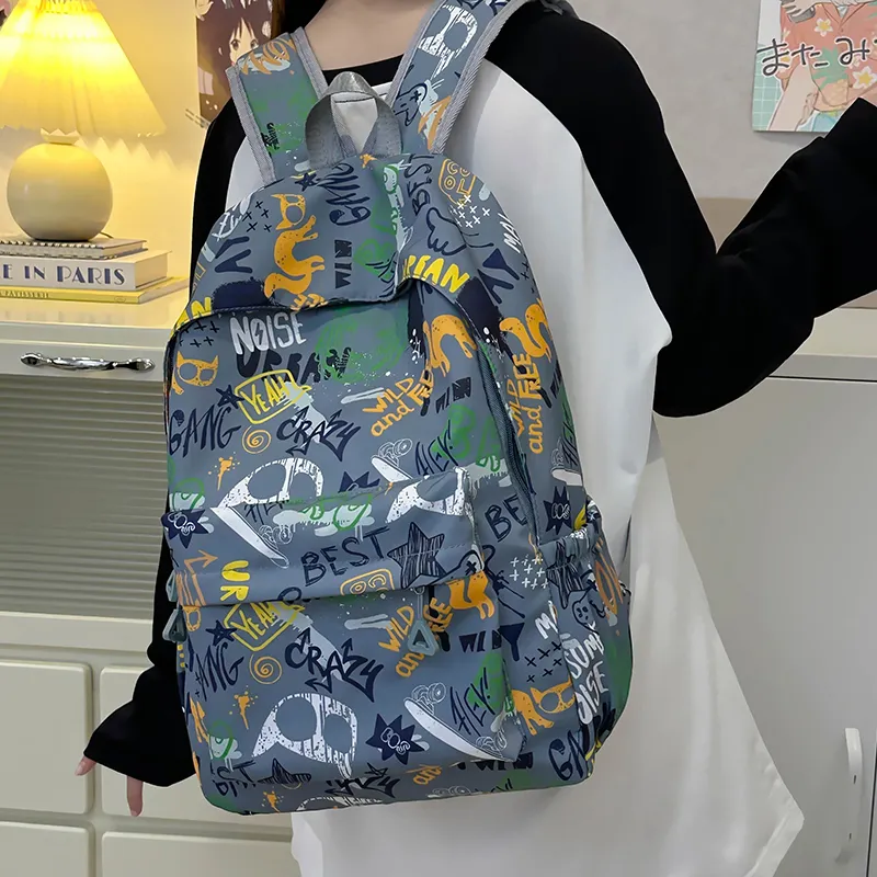 URBAN FOREST Polyester Backpack Regular Unisex White/Gray/Black/Blue-10