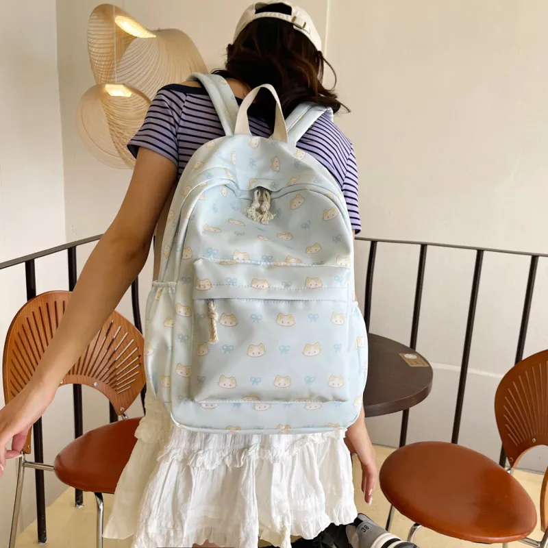 URBAN FOREST Nylon Backpack Unisex White/Pink/Yellow/Blue-14