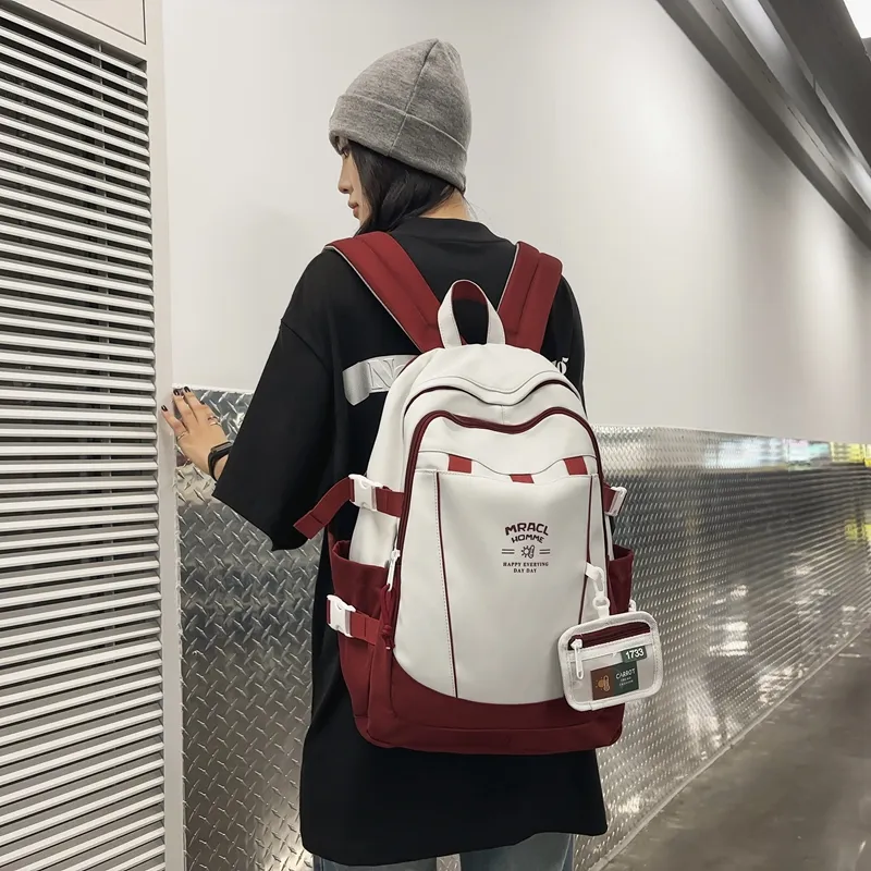 URBAN FOREST Nylon Backpack Unisex Black Red/Purple/Green Blue/Coffee-8