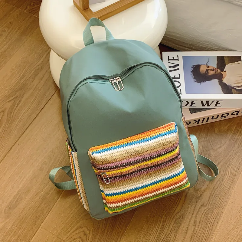 URBAN FOREST Oxford Backpack Regular Unisex Ecru/Black/Green/Pink-18