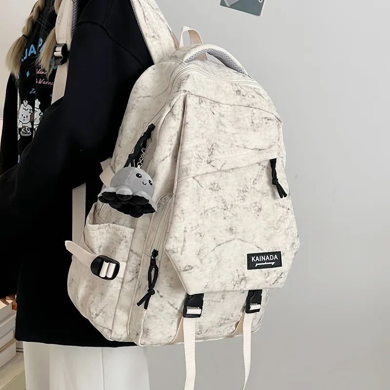 URBAN FOREST Nylon Backpack Unisex Ecru/Black/Burgundy/Green-3