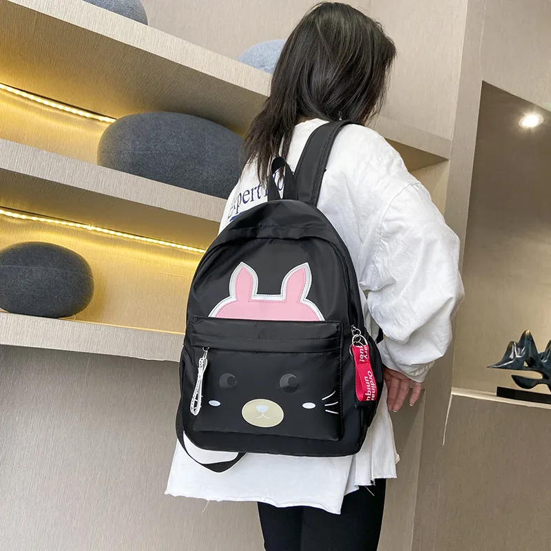 URBAN FOREST Nylon Backpack Regular Unisex Black/Pink/Watermelon Red/Green-1